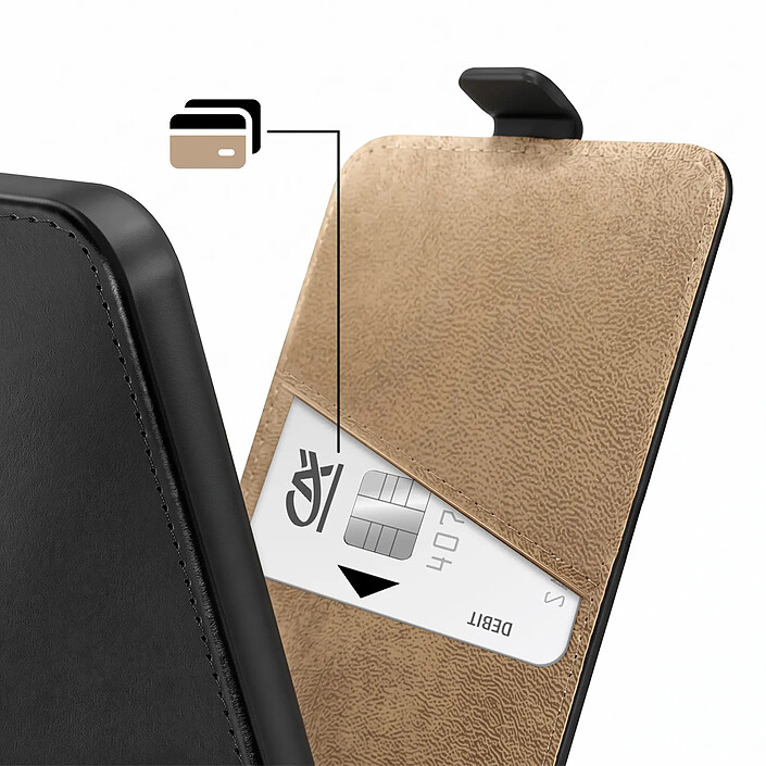 Avis Étui à Clapet Vertical pour Xiaomi Redmi Note 17 avec Porte-Carte Noir / Marron