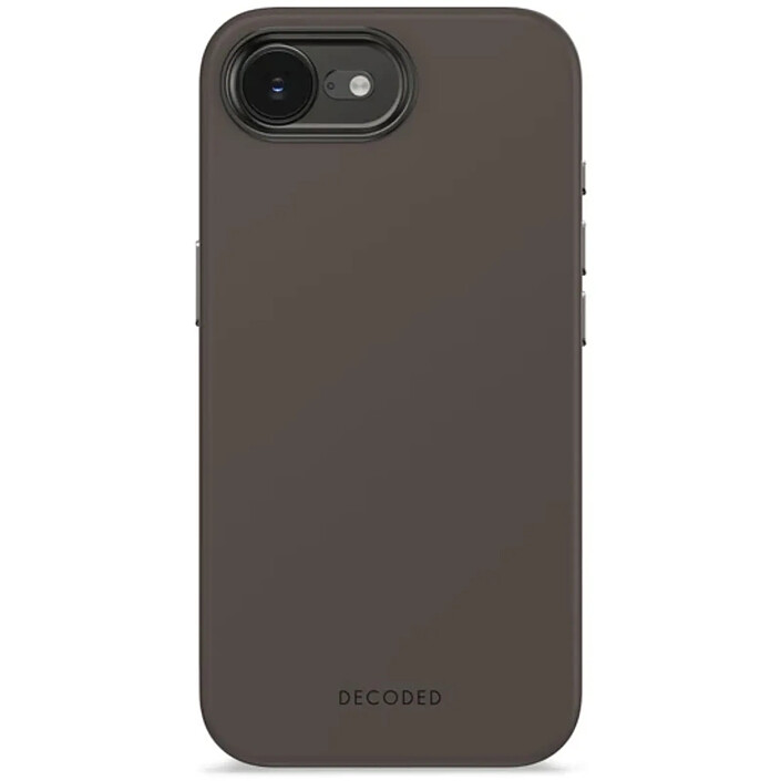 Decoded Coque MagSafe pour iPhone 16e / 17e en Silicone avec Bords Surélevés Marron foncé
