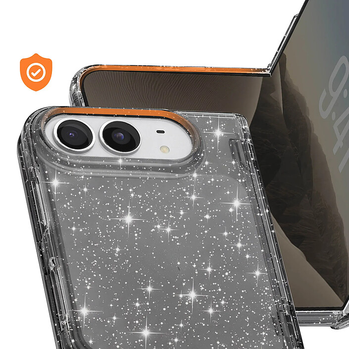 Avis Coque Paillette pour iPhone Duo avec Contour Souple Antichoc Noir