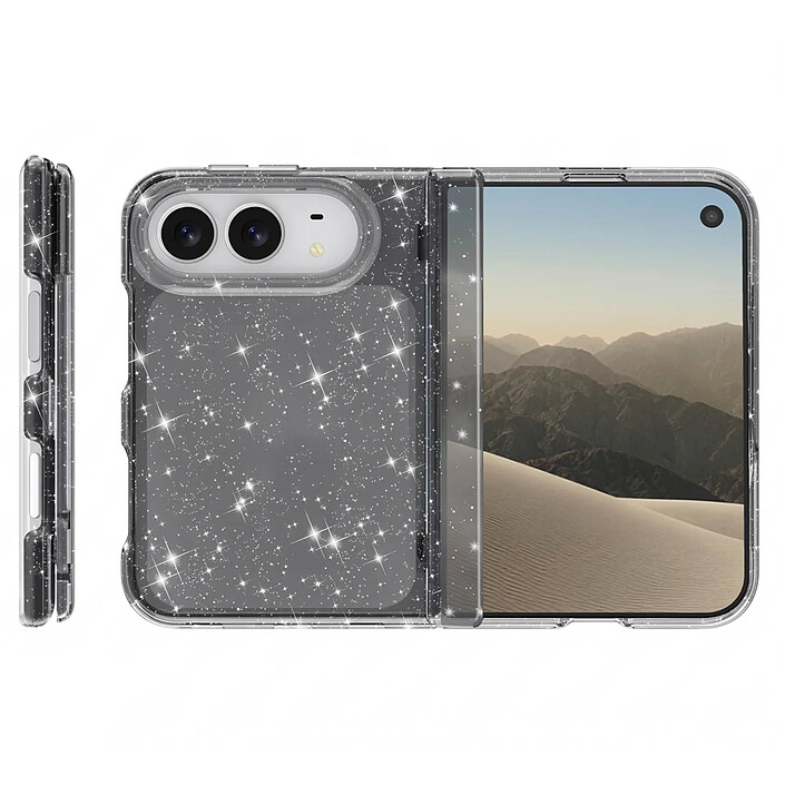 Coque Paillette pour iPhone Duo avec Contour Souple Antichoc Noir pas cher