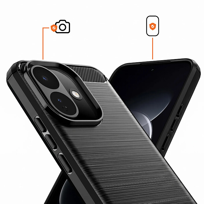 Avis Coque pour Xiaomi Redmi Note 17 Pro en Silicone Antichoc avec Finition Carbone Noir