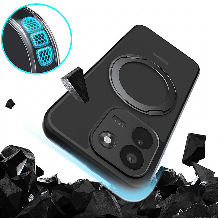 Avis Coque Anneau MagSafe pour Redmi Note 17 Pro Max avec Bague Support Rotative Noir