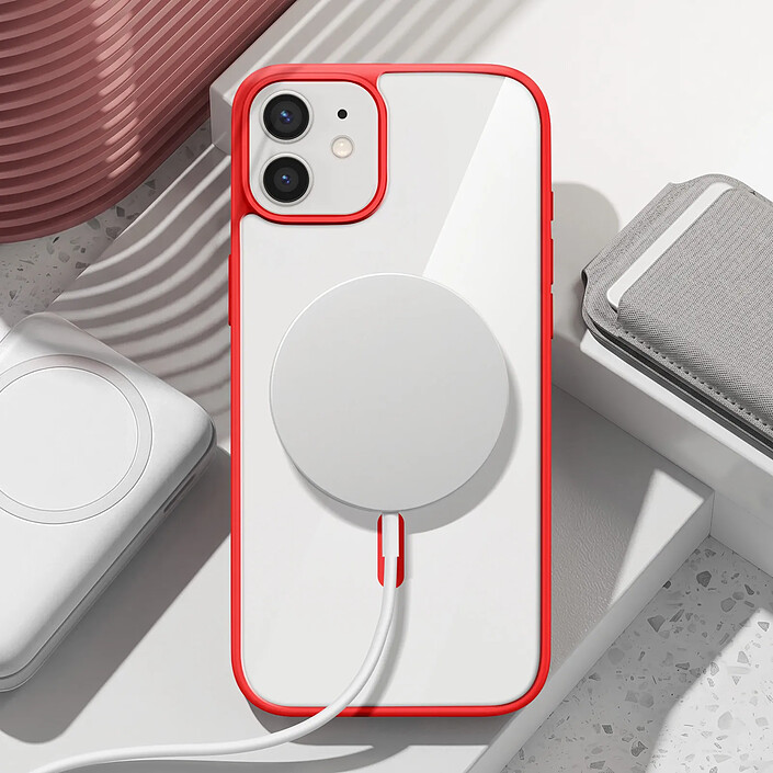 Avis Zanaé Coque MagSafe pour iPhone 12 / 12 Pro avec Contour Souple et Caméra Surélevée Rouge