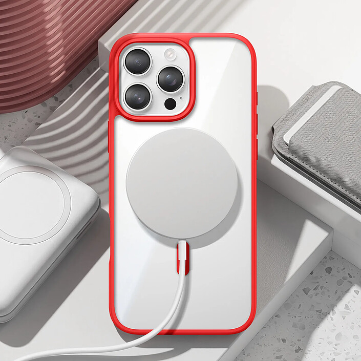 Avis Zanaé Coque MagSafe pour iPhone 16 Pro avec Contour Souple et Caméra Surélevée Rouge