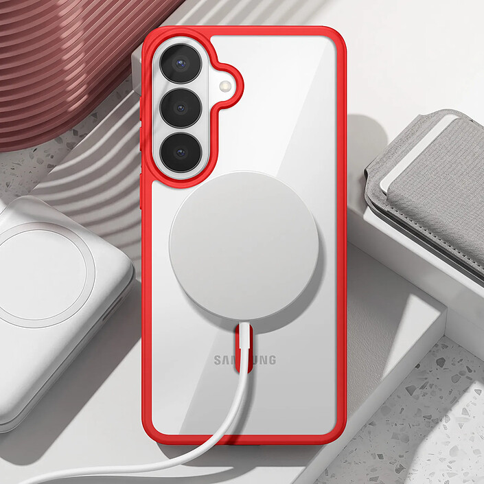 Avis Zanaé Coque MagSafe pour Galaxy S26 Plus avec Contour Souple et Caméra Surélevée Rouge