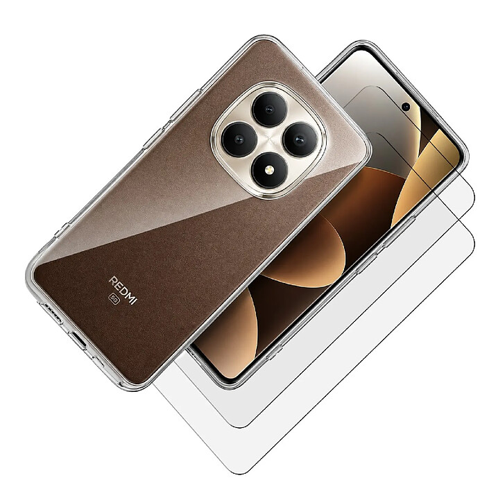 Evetane Coque Xiaomi Redmi Note 15 Pro Plus Antichoc Silicone bords renforcés + 2 Vitres en verre trempé Protection écran