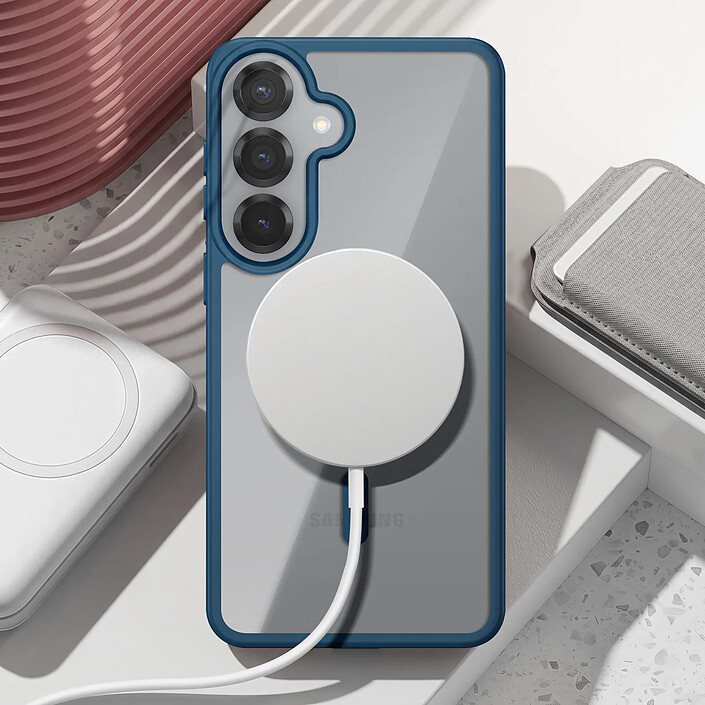 Avis Zanaé Coque MagSafe pour Galaxy S25 / S24 avec Contour Souple et Caméra Surélevée Bleu nuit