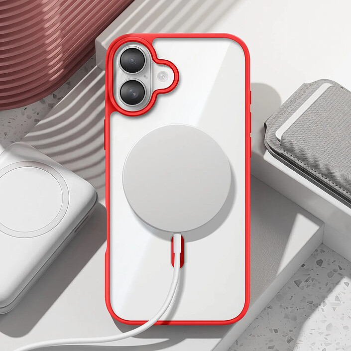 Avis Zanaé Coque MagSafe pour iPhone 16 avec Contour Souple et Caméra Surélevée Rouge