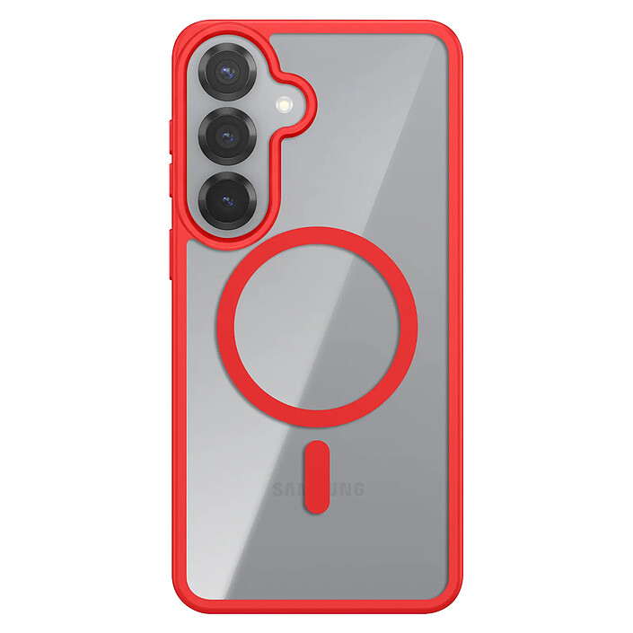 Zanaé Coque MagSafe pour Galaxy S25 / S24 avec Contour Souple et Caméra Surélevée Rouge