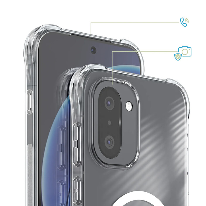 Avis Coque MagSafe pour OnePlus 15R 5G à Coins Bumper et Caméra Surélevée Transparent