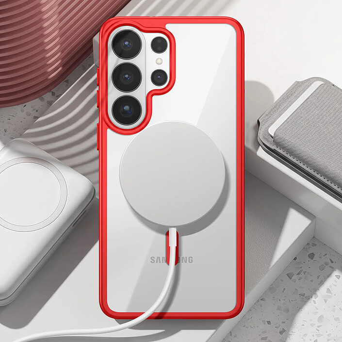 Avis Zanaé Coque MagSafe pour Galaxy S26 Ultra avec Contour Souple et Caméra Surélevée Rouge