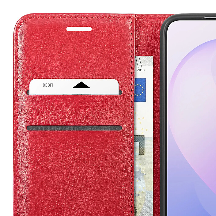 Zanaé Étui pour Samsung Galaxy S26 FE Effet Grainé avec Porte-Cartes et Support Vidéo Rouge pas cher