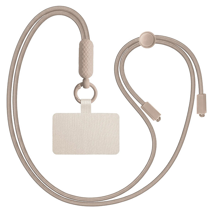 Zanaé Cordon Tour de Cou pour Smartphone Universel Ajustable avec Adaptateur Beige