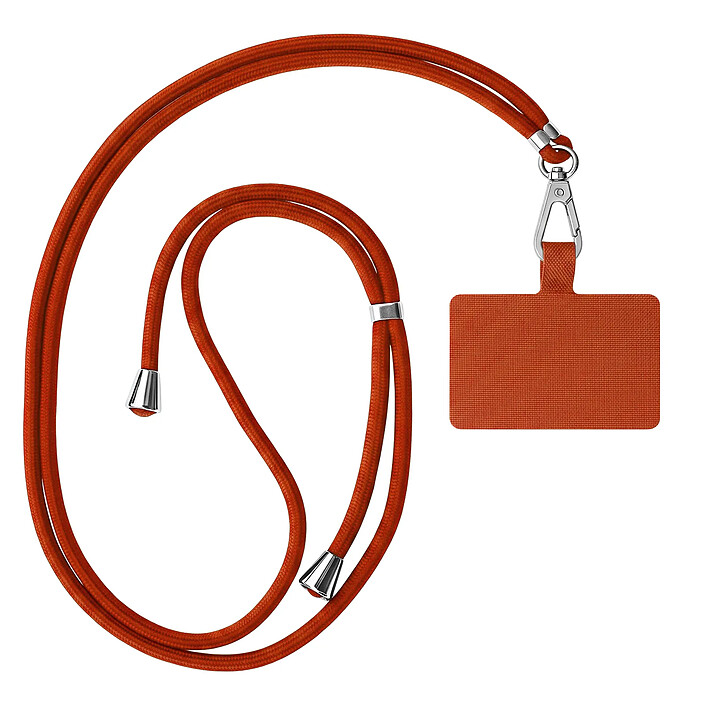 Zanaé Cordon Tour de Cou pour Smartphone Série Cordella Ajustable avec Adaptateur Orange