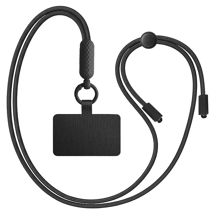 Zanaé Cordon Tour de Cou pour Smartphone Universel Ajustable avec Adaptateur Noir