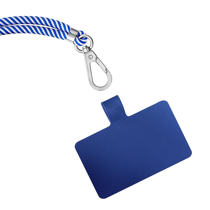 Avis Zanaé Cordon Tour de Cou pour Smartphone Série Cordella Ajustable avec Adaptateur Blanc / Bleu