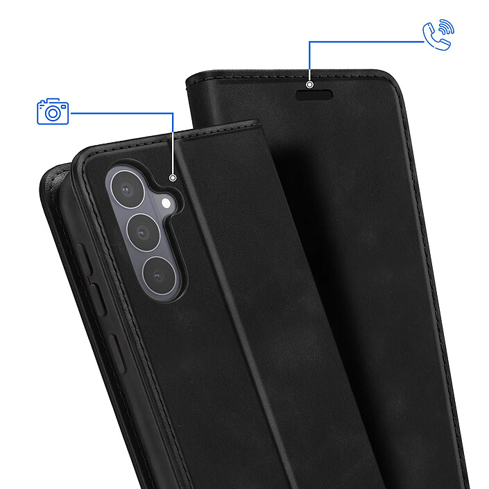 Acheter Étui Portefeuille pour Galaxy S26 FE Effet Daim avec Support Noir