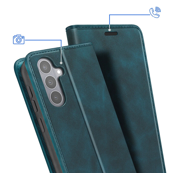 Acheter Étui Portefeuille pour Galaxy S26 FE Effet Daim avec Support Bleu nuit