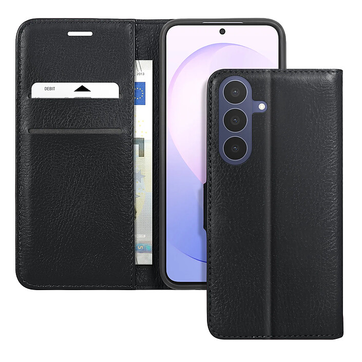 Zanaé Étui pour Samsung Galaxy S26 FE Effet Grainé avec Porte-Cartes et Support Vidéo Noir
