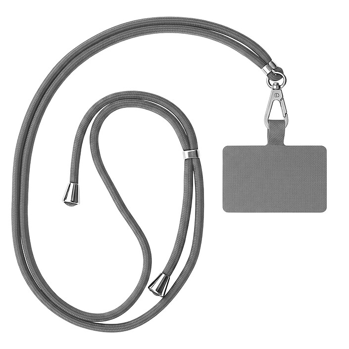 Zanaé Cordon Tour de Cou pour Smartphone Série Cordella Ajustable avec Adaptateur Gris