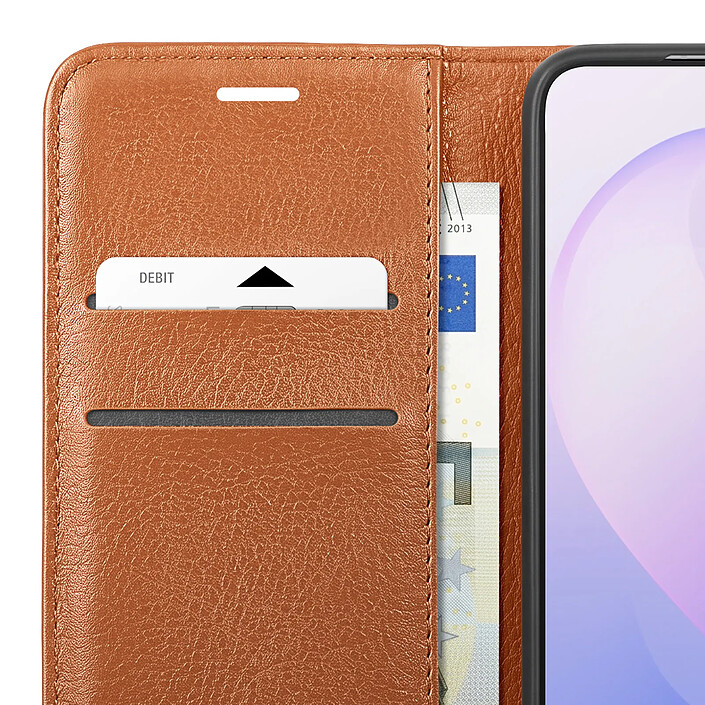 Zanaé Étui pour Samsung Galaxy S26 FE Effet Grainé avec Porte-Cartes et Support Vidéo Marron pas cher