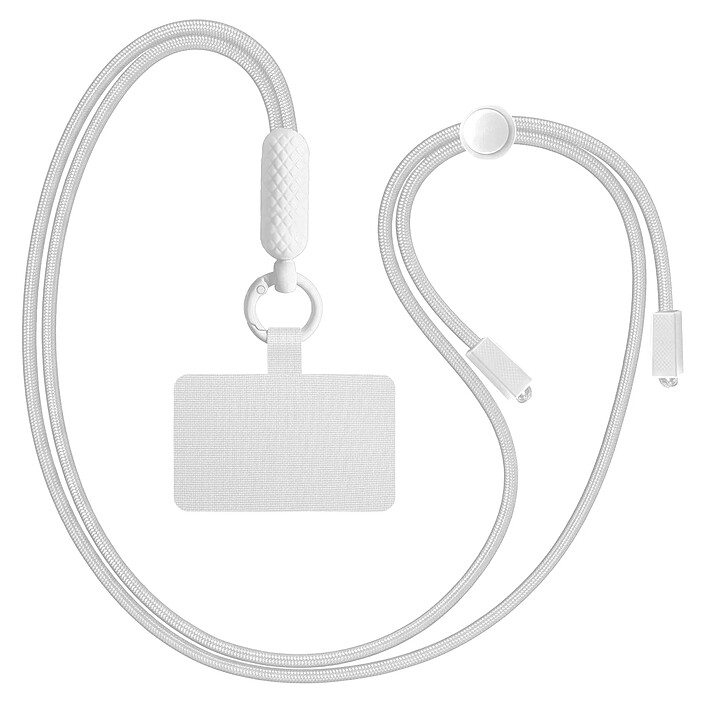 Zanaé Cordon Tour de Cou pour Smartphone Universel Ajustable avec Adaptateur Blanc