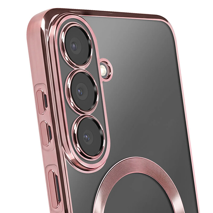 Avis Coque MagSafe pour Samsung Galaxy S26 FE avec Contour Chromé Antichoc Rose gold