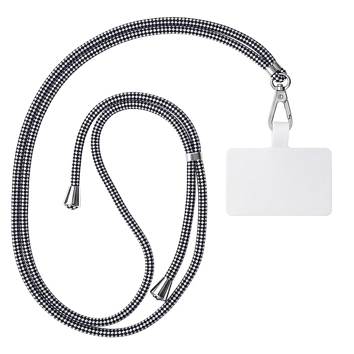 Zanaé Cordon Tour de Cou pour Smartphone Série Cordella Ajustable avec Adaptateur Blanc / Noir