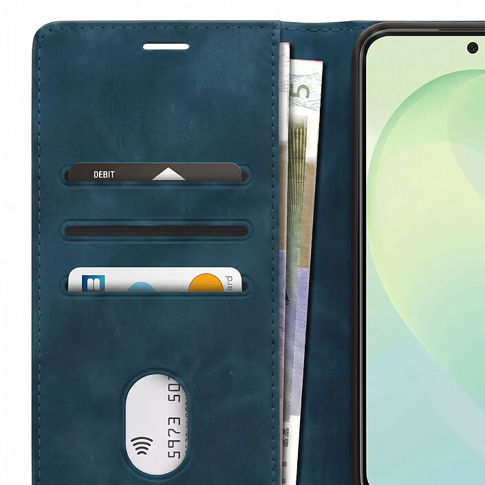 Étui Portefeuille pour Galaxy S26 FE Effet Daim avec Support Bleu nuit pas cher