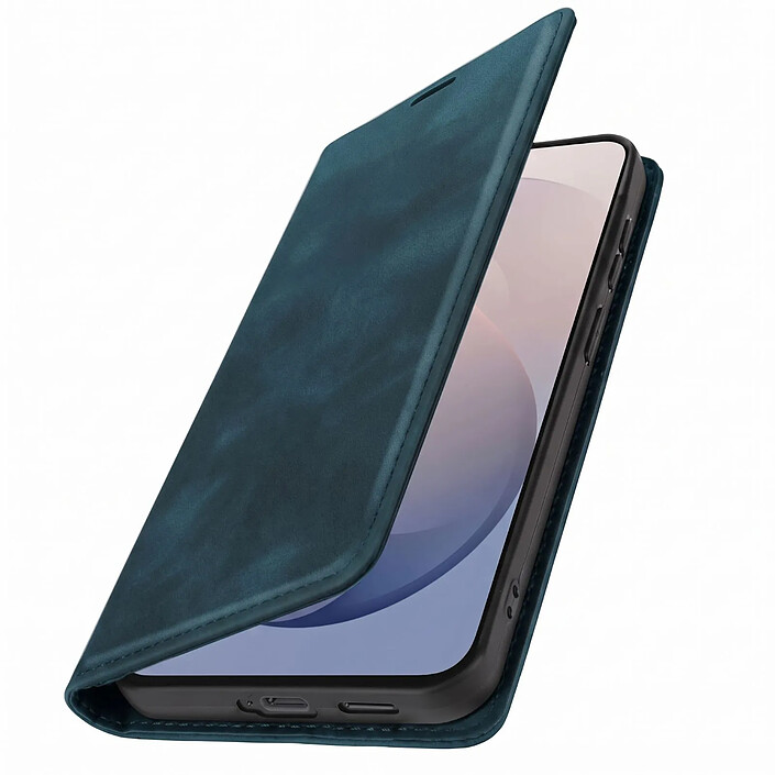 Avis Étui Portefeuille pour Galaxy S26 FE Effet Daim avec Support Bleu nuit