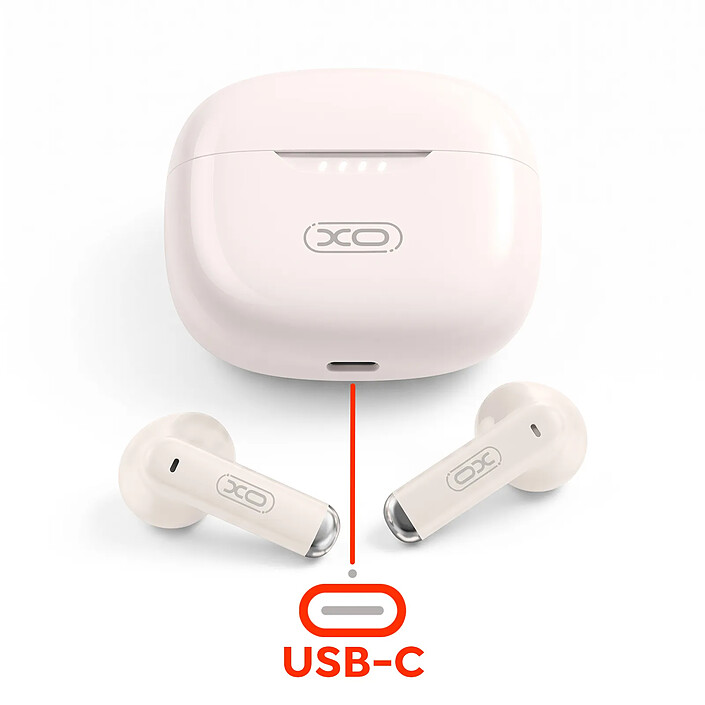 Xo Écouteurs Sans Fil TWS Bluetooth 5.4 avec Boîtier de Charge Étanche IPX4 Beige pas cher