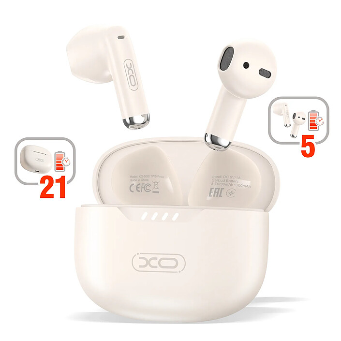 Acheter Xo Écouteurs Sans Fil TWS Bluetooth 5.4 avec Boîtier de Charge Étanche IPX4 Beige