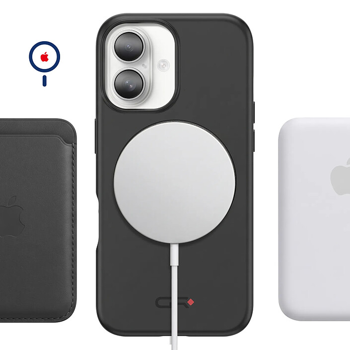 Générique Coque MagSafe pour iPhone 16 Antichoc avec Support Moto et Vélo Noir pas cher