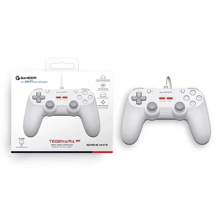 Manette de Jeu Filaire Universel Série Tegenaria Lite Effet Hall Anti-drift Blanc pas cher