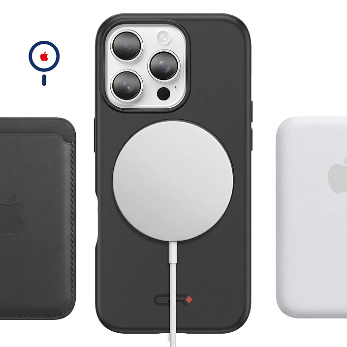 Générique Coque MagSafe pour iPhone 16 Pro Antichoc avec Support Moto et Vélo Noir pas cher