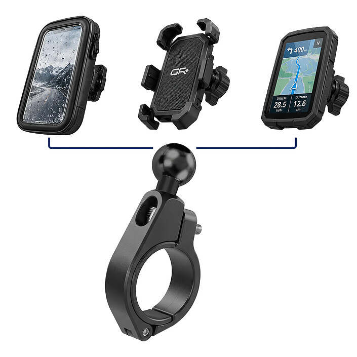 Générique Support Smartphone pour Guidon Moto / Vélo Rotule 360° Magnétique MT2 Noir pas cher