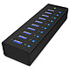 Icy Box IB-AC6110 Hub USB 3.0 a 10 porte con porta di ricarica (colore nero)