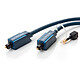 Clicktronic câble Toslink (2 mètres) Cordon audio optique Toslink mâle/mâle à hautes performances avec adaptateur Jack 3.5 mm