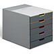 DURABLE Módulo de archivo Varicolor 5 cajones 7605-27 Archivador 4 cajones de 24 x 32 cm cerrado en color gris/multicolor