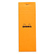 Rhodia Bloc N°8 Orange agrafé en-tête 7.4 x 21 cm petits carreaux 5 x 5 mm 80 pages Bloc note de 80 pages détachables 80g 74 x 21 mm avec couverture en carte