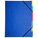 Exacompta Trieur 7 touches Bleu Trieur agrafé avec élastique en carte lustré sans rabat pour documents A4