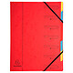 Exacompta Trieur 7 touches Rouge Trieur agrafé avec élastique en carte lustré sans rabat pour documents A4