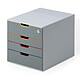 DURABLE Varicolor Safe Filing Module 4 cajones 7606-27 Archivador 4 cajones (1 con cerradura) 24 x 32 cm cerrado en color gris/multicolor