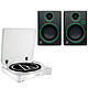 Audio-Technica AT-LP60BT Blanc + Mackie CR3 Platine vinyle à 2 vitesses (33-45 trs/min) avec fonction Bluetooth + Enceintes de monitoring 3" (par paire)
