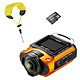Ricoh WG-M2 Orange + SanDisk micro SDHC 16 Go + Dragonne flottante Caméra sportive miniature 4K étanche avec Wi-Fi + Carte mémoire 16 Go + Dragonne flottante jaune