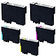 Multipack cartouches compatibles Epson T129 (Noir, Cyan, Magenta et jaune) Pack de 5 cartouches d'encre compatibles Epson T129 (2 x noir et 1 x cyan, 1 x magenta et 1 x jaune)