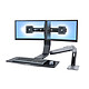 Ergotron WorkFit-A Double Double notch workstation in sit-stand position