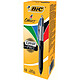BIC 4 couleurs Grip Pro x 12 Bote de 12 stylos bille 4 en 1 rechargeable avec pointe moyenne 1 mm