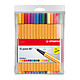 STABILO Point 88 Pochette x 10 + 5 fluos Assortis Pochette de 15 stylos feutre avec pointe fine 0.4 mm assortis dont 5 fluo