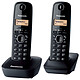 Panasonic KX-TG1612FR Duo Noir Téléphone DECT sans fil avec combiné supplémentaire (version française) 